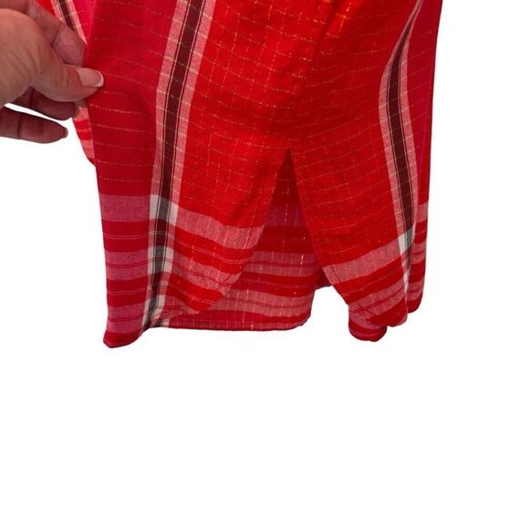 FREE PEOPLE LONG SLEEVE YARN DYE LUREX TUNIC TOP Red Orange Size XS - Picture 6 of 12